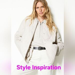 Universal Standard Quilted Bomber Jacket Off White Size 6 - 8